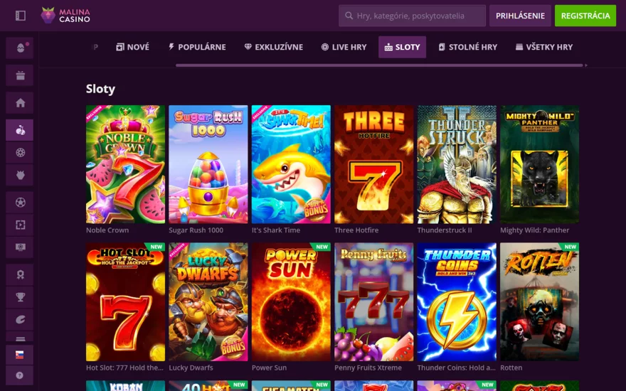 Malina Casino hracie automaty