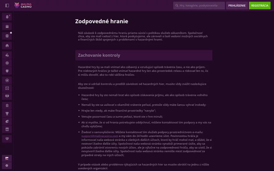Malina zodpovedne hranie